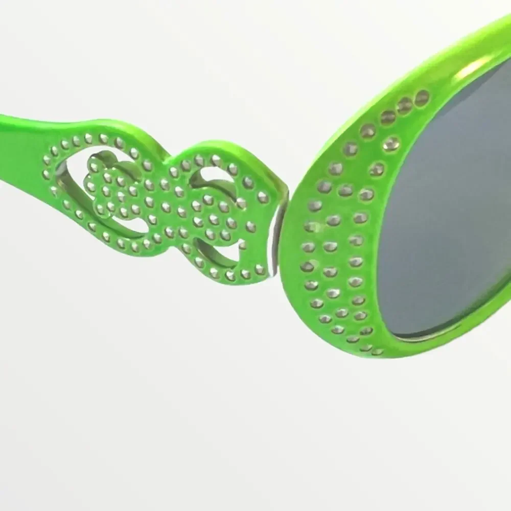 Kids Sunglasses 100% UV Protection Green & Blue Retro Frames With Glitter Detail